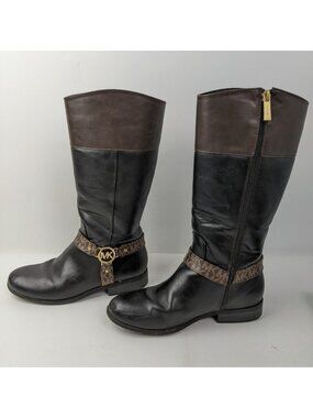 Girls Michael Michael Kors Finley Bransyn Boot Black Brown Boots Size 4 Side Zip
